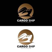 logo de navire cargo, vecteur de navire cargo rapide, voilier, conception pour entreprise de fabrication de navires, navigation fluviale, véhicules marins, transport, logistique