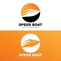 logo de bateau de vitesse, vecteur de navire de charge rapide, voilier, conception pour l'entreprise de fabrication de navires, navigation par voie navigable, véhicules marins, transport
