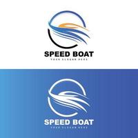 logo de bateau de vitesse, vecteur de navire de charge rapide, voilier, conception pour l'entreprise de fabrication de navires, navigation par voie navigable, véhicules marins, transport