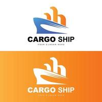 logo de navire cargo, vecteur de navire cargo rapide, voilier, conception pour entreprise de fabrication de navires, navigation fluviale, véhicules marins, transport, logistique