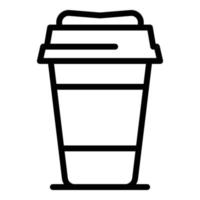 icône de tasse en plastique de café chaud, style de contour vecteur