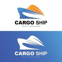 logo de navire cargo, vecteur de navire cargo rapide, voilier, conception pour entreprise de fabrication de navires, navigation fluviale, véhicules marins, transport, logistique