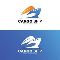 logo de navire cargo, vecteur de navire cargo rapide, voilier, conception pour entreprise de fabrication de navires, navigation fluviale, véhicules marins, transport, logistique