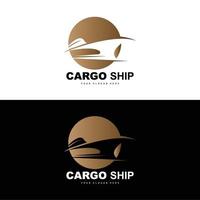 logo de navire cargo, vecteur de navire cargo rapide, voilier, conception pour entreprise de fabrication de navires, navigation fluviale, véhicules marins, transport, logistique