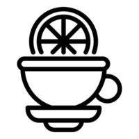 icône de tasse de thé au citron, style de contour vecteur