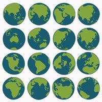 collection de croquis de carte du monde à main levée sur le globe. vecteur