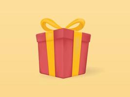Boîte-cadeau rouge surprise 3d, fête d'anniversaire, forfait cadeau spécial, récompense du programme de fidélité vecteur