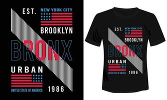 conception de t-shirt bronx brooklyn new york city vecteur