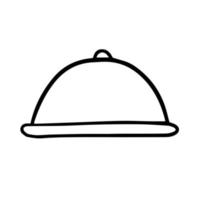 doodle tenant une assiette de service cloche vecteur