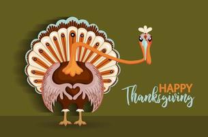 bannière horizontale du jour de thanksgiving avec la dinde. personnage drôle d'oiseau de dinde. joyeux thanksgiving. vecteur