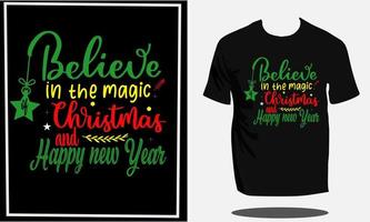 conception de t-shirt de noël ou chemise de typographie de noël et conception de t-shirt du père noël ou vecteur