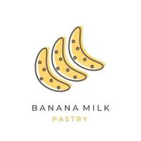 logo d'art en ligne de pâtisserie au lait de banane vecteur