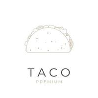 logo d'illustration d'art de ligne de taco élégant vecteur