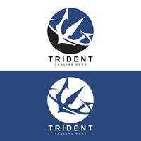 conception d'icône vectorielle de modèle de logo trident, arme de guerre de dieu, puissance de lance de l'océan vecteur