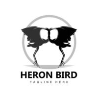 création de logo oiseau héron cigogne, oiseau héron volant sur le vecteur de la rivière, illustration de la marque du produit