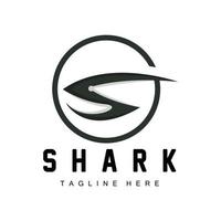 logo de requin, illustration vectorielle de poisson sauvage, prédateur de l'océan, icône de conception de marque de produit vecteur