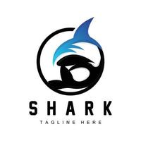 logo de requin, illustration vectorielle de poisson sauvage, prédateur de l'océan, icône de conception de marque de produit vecteur