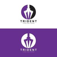 conception d'icône vectorielle de modèle de logo trident, arme de guerre de dieu, puissance de lance de l'océan vecteur