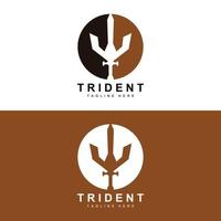 conception d'icône vectorielle de modèle de logo trident, arme de guerre de dieu, puissance de lance de l'océan vecteur