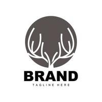 logo de bois de cerf, illustration d'icône de bois de cerf, vecteur animal de noël santa, design de marque