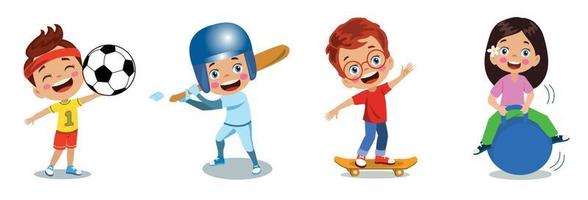 enfants heureux faisant divers sports vecteur