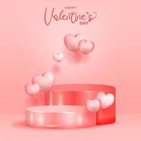 podium de scène d'affichage de produit de bonne saint valentin avec forme de foyer d'amour mignon 3d vecteur