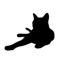 chat noir couché silhouette abstraite. icône, illustration vectorielle de logo. vecteur