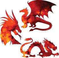 dragon pack animal sauvage vecteur feu