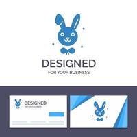 carte de visite créative et modèle de logo lapin lapin de pâques illustration vectorielle vecteur