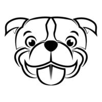 dessin au trait noir et blanc de la tête de chien pitbull. bon usage pour le logo de conception de t-shirt de tatouage d'avatar d'icône de mascotte de symbole ou n'importe quelle conception vecteur