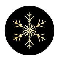 flocon de neige doré de vecteur à l'icône de fond rond. illustration pour le web