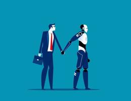 homme aveugle avec aide et guide robotique. illustration vectorielle de concept business helper technologie, intelligence artificielle, android vecteur