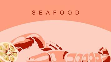croquis de vecteur de fruits de mer avec homard et une tranche de citron. délicatesse de fruits de mer dessinés à la main, restaurant de café et menu de fruits de mer, conception d'emballage. bannière de fruits de mer