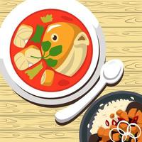 tête de poisson curry plat style illustration vectorielle conception vecteur