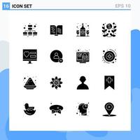 interface mobile glyphe solide ensemble de 16 pictogrammes de coeur célébrer le verre yin yang nouveaux éléments de conception vectoriels modifiables vecteur