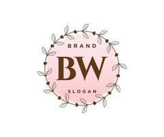 logo féminin bw initial. utilisable pour les logos nature, salon, spa, cosmétique et beauté. élément de modèle de conception de logo vectoriel plat.