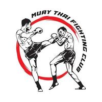 illustration vectorielle d'art martial de boxe muay thai, parfaite pour la conception de t-shirt et la conception de logo de club d'entraînement d'art martial vecteur