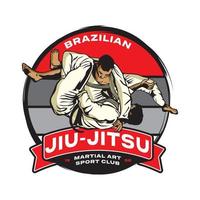 illustration vectorielle d'art martial jiu-jitsu, parfaite pour la conception de t-shirts et la conception de logo de club d'entraînement d'arts martiaux vecteur