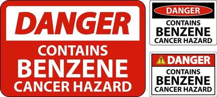 Danger contient du benzène signe sur fond blanc vecteur