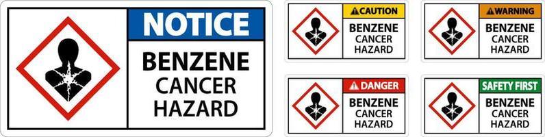 Danger danger de cancer du benzène ghs signe sur fond blanc vecteur