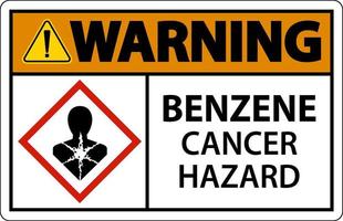 Attention danger de cancer du benzène ghs signe sur fond blanc vecteur