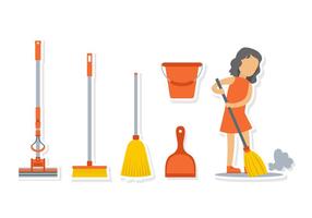 Girl With Broom Vector