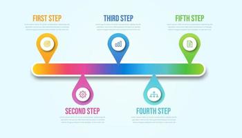 infographie d'entreprise en cinq étapes. modèle d'infographie de chronologie moderne coloré. vecteur