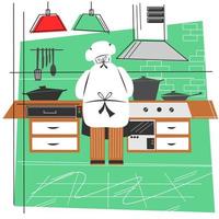 chef cuisinier dans l'illustration vectorielle de cuisine vecteur