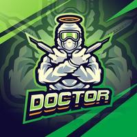 le logo de la mascotte du docteur esport vecteur