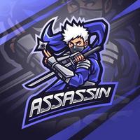 création de logo de mascotte assassin esport vecteur