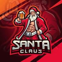 création de logo de mascotte santa esport vecteur