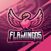 création de logo de mascotte flamingo esport vecteur