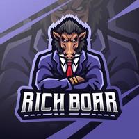 création de logo de mascotte esport sanglier riche vecteur