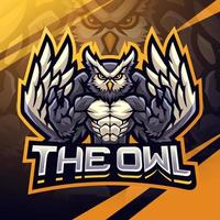 la conception du logo de la mascotte esport fighter owl vecteur